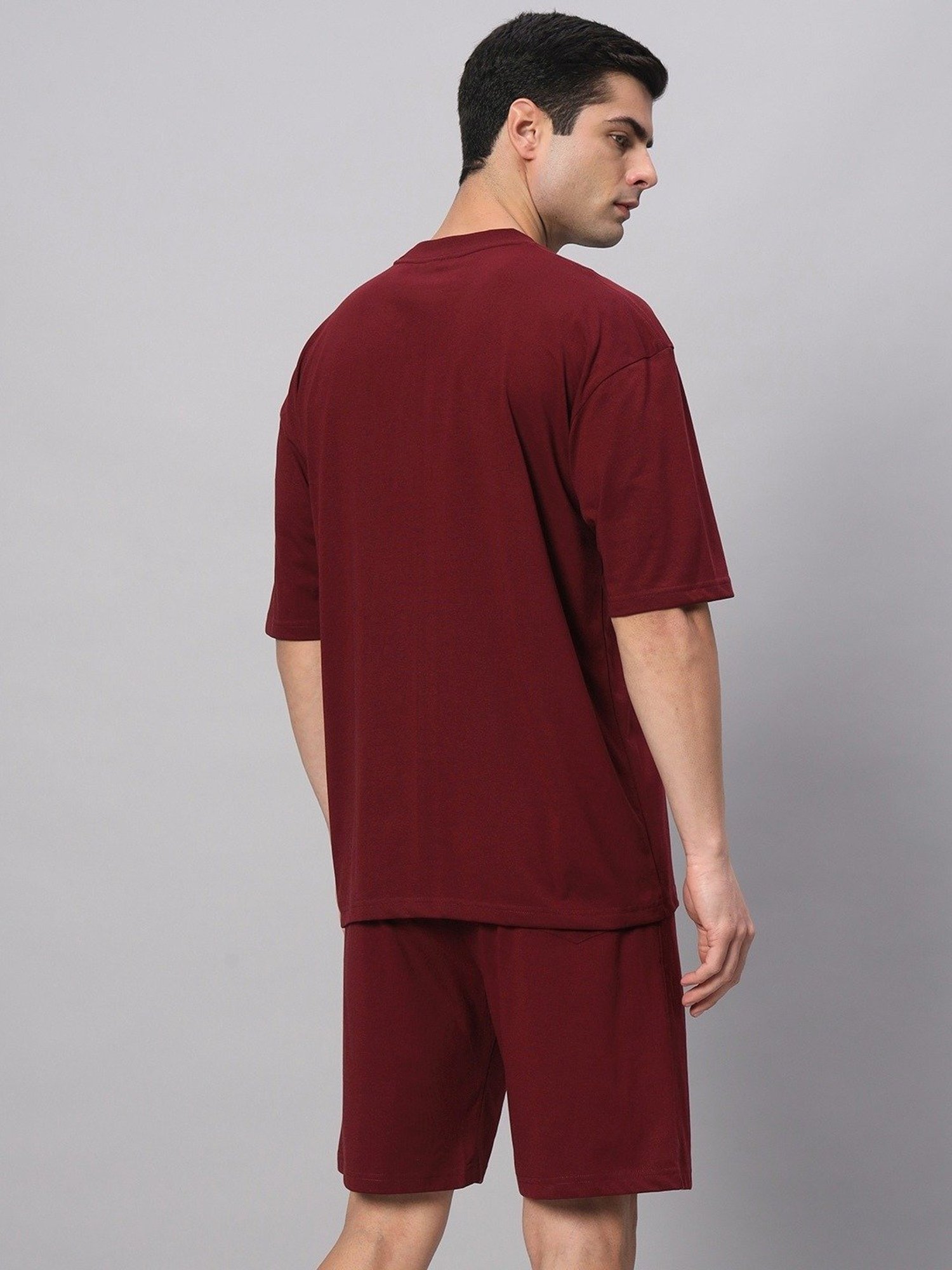 Griffel Maroon Cotton Loose Fit Co-Ord Set