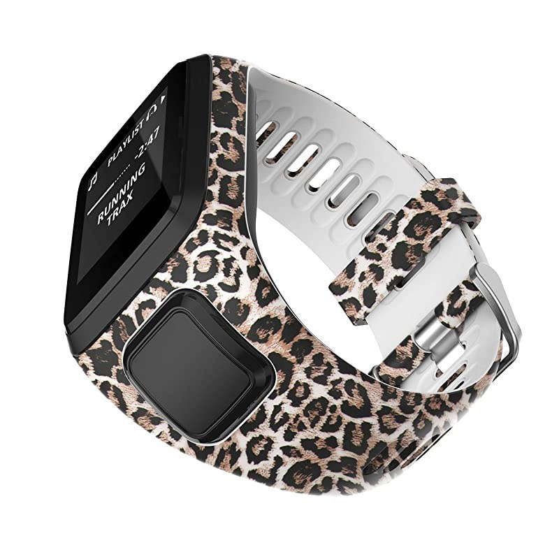 Bands for Tomtom Runner 23 StrapCompatible with Spark 3Golfer2AdventurerRubber Replacement Band for Screen ProtectorGPS Smart Watch AccessoriesLeopard