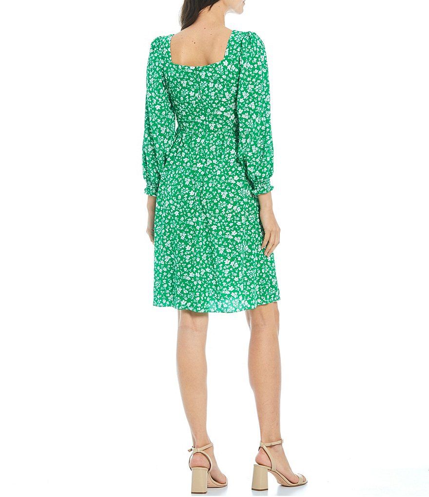 Jessica Howard Long Sleeve Floral Smocked Dress