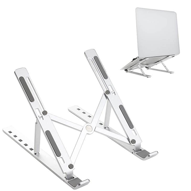 Adjustable Laptop Tablet Stand Foldable Aluminum Desktop Laptop Riser Compatible with All Laptops iPad Tablet up to 156 inches Silver
