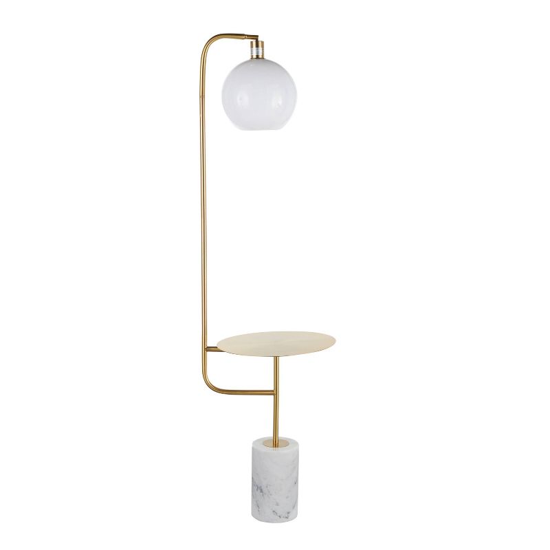 Symbol Contemporary/Glam Floor Lamp with Metal Side Table and Marble Base Gold (Includes LED Light Bulb) - LumiSource