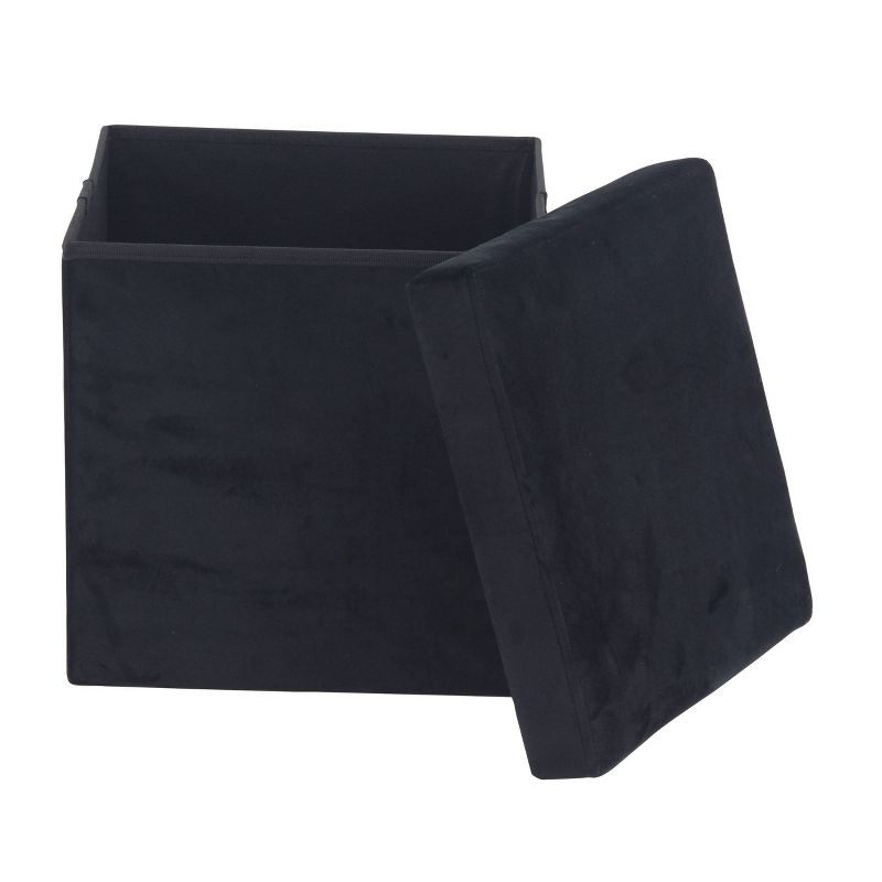 Storage Stool, Foldable Black Polyester Black - Olivia & May