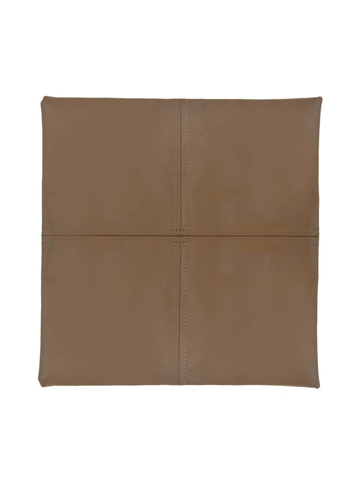 @home Beige Leather Cushion Cover With Zipper