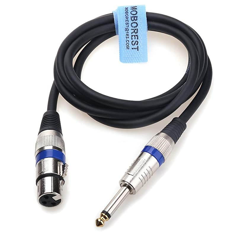 XLR to 1/4 Microphone Cable, - XLR Female to 6.35mm Mono Plug Unbalanced Interconnect Cable Powered Speakers Stage DJ Studio Sound Consoles - 5FT / 1.5Meters
