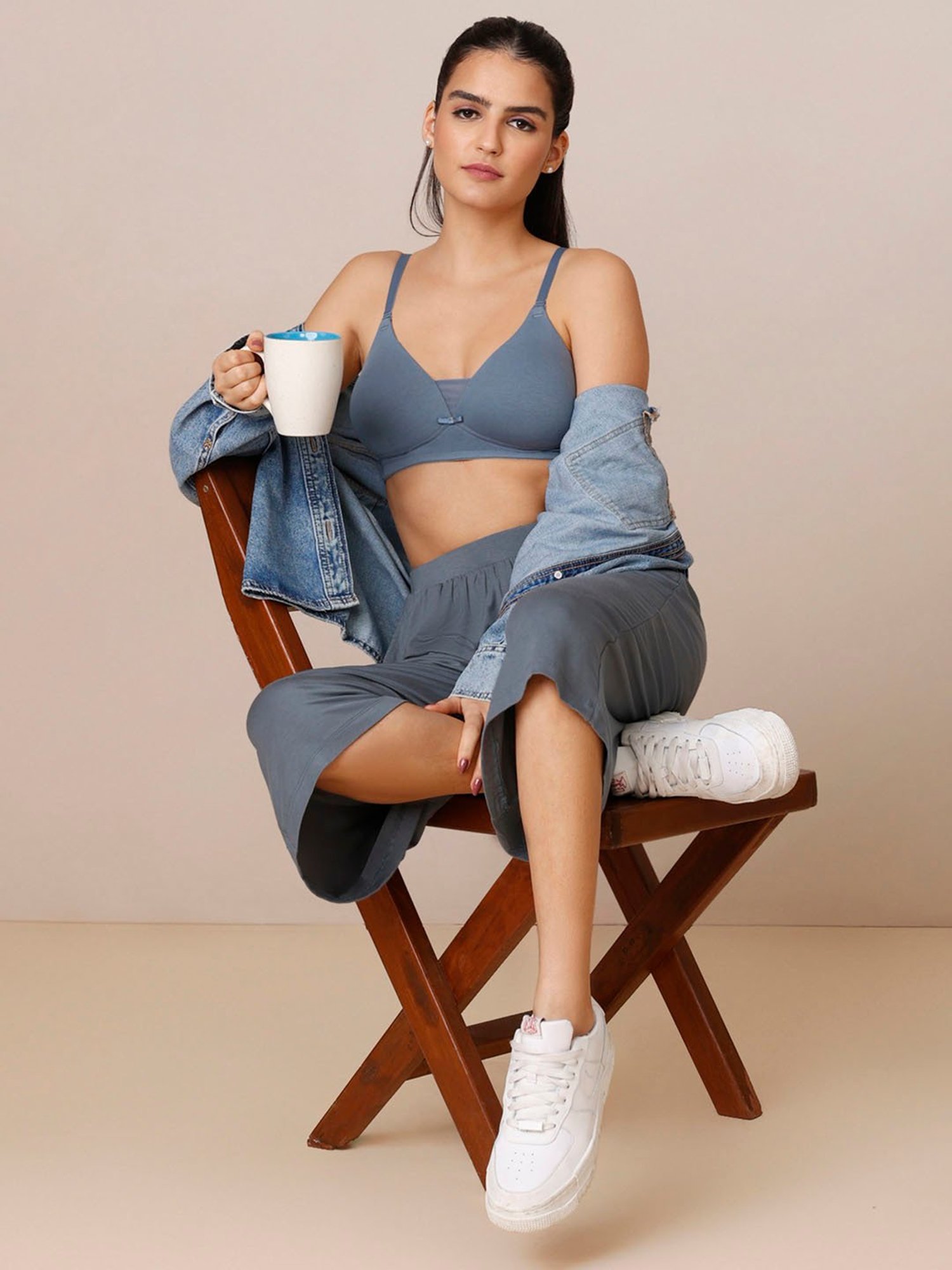 Nykd By Nykaa Breathe Cotton Triangle T-Shirt Bra - Padded, Wireless, 3/4Th Coverage - Nyb003