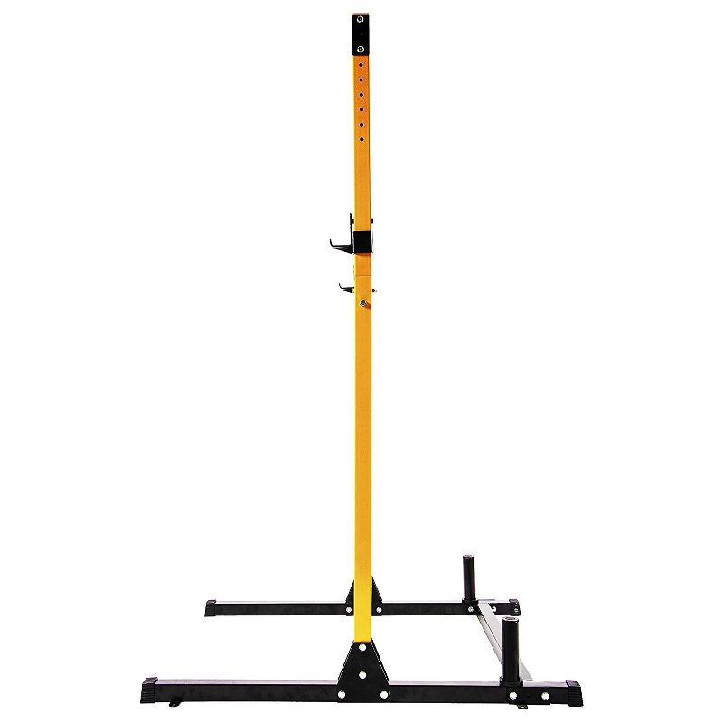 HulkFit BFSS-B1YL Adjustable Multi Function Exercise Power Squat Stand Rack with Pull Up Bar, 2 Heavy Duty J Hooks, and 2 Weight Plate Holders