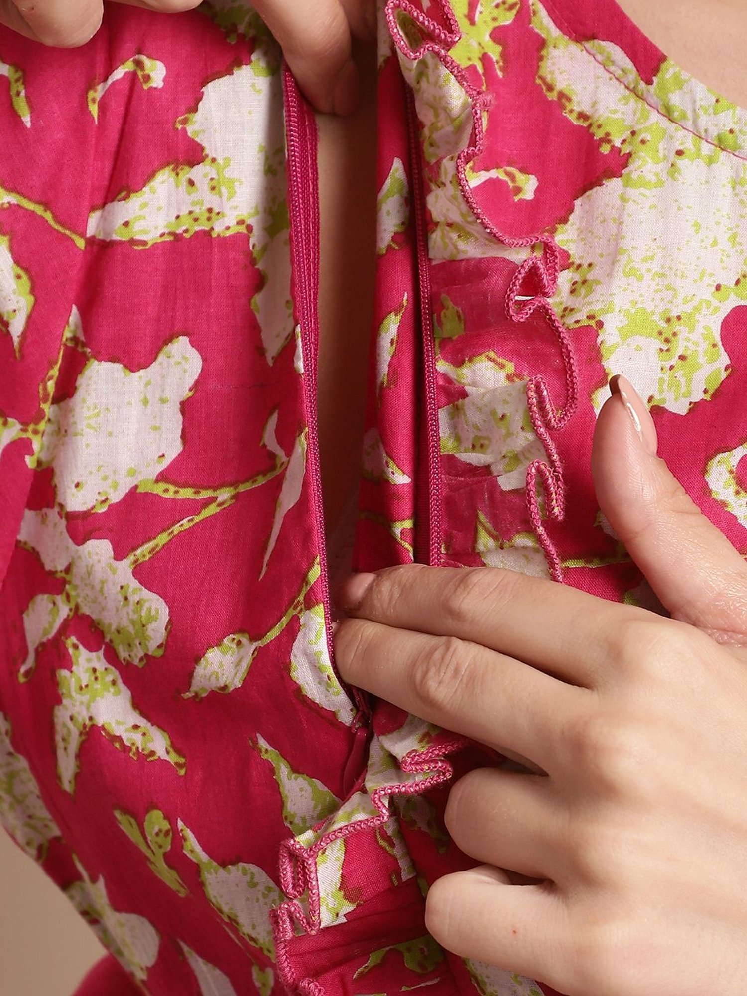 Secret Wish Pink Cotton Floral Print Maternity Night Dress