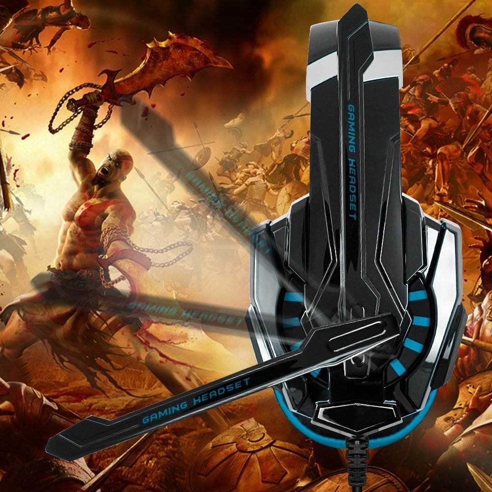 KOTION EACH GS900 XBOX 360 PS3 PS4 PC Gaming Headset AFUNTA Over Ear New Xbox One Headphone for Computer Laptop Laptop Smartphones With Mic-Black/Blue