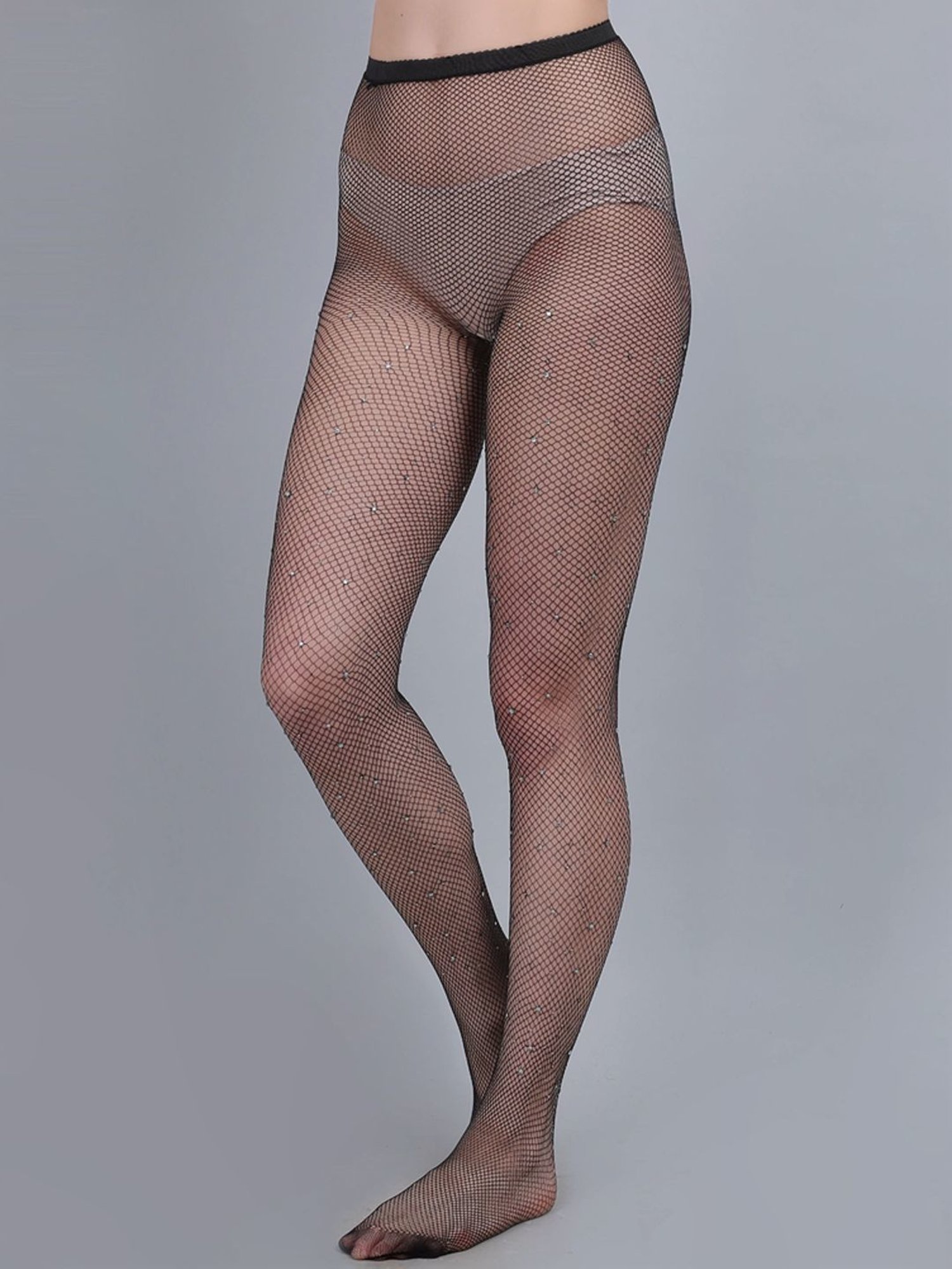 mod & shy Black Self Pattern Pantyhose Stockings