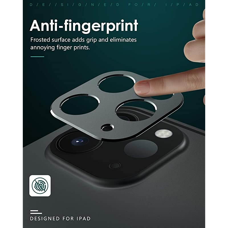 Camera Lens Cover Fit New iPad Pro 12.9 2021/2020, iPad Pro 11 2021/2020, [3-Pack] Slim Metal Rear Camera Lens Protector, Matte Hollow Aluminium Alloy Film Cover, Black + Silver + Green