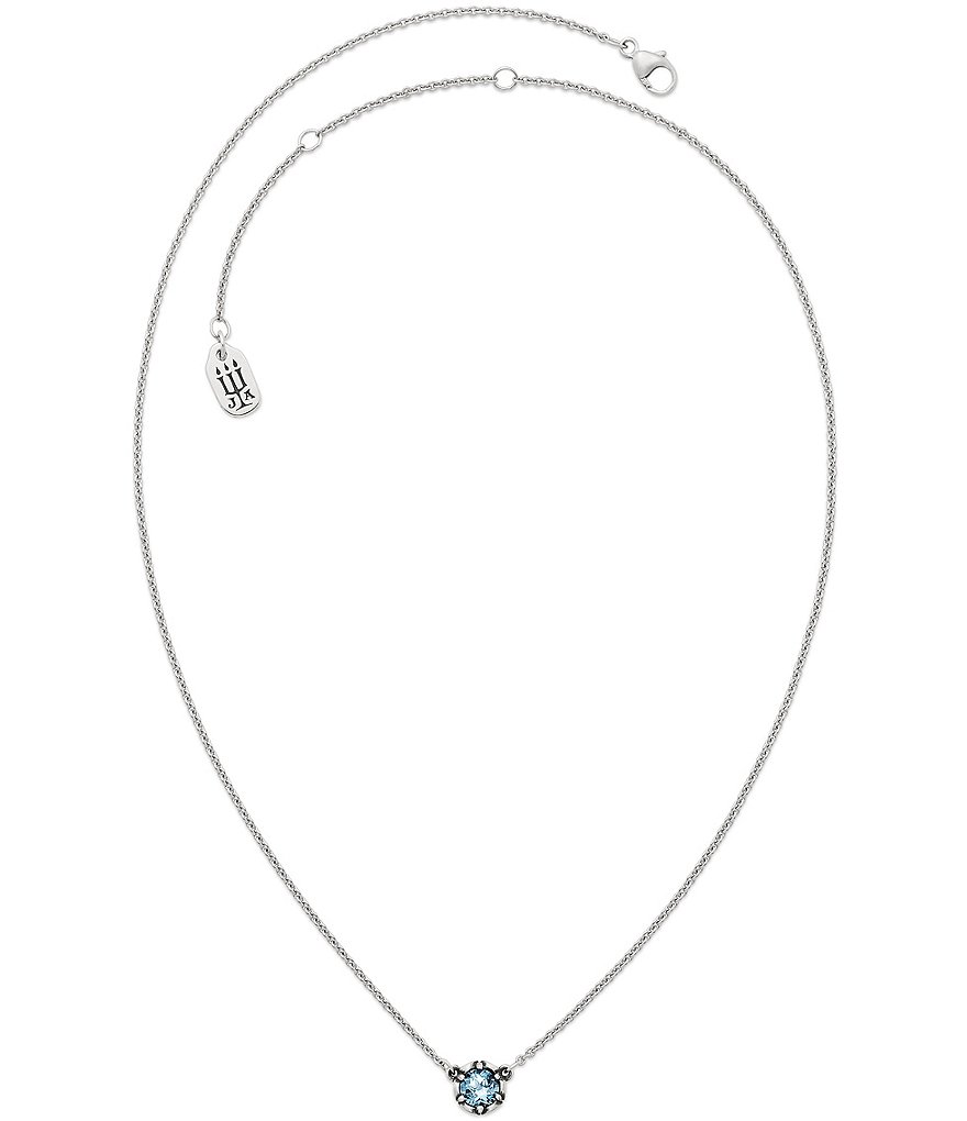 James Avery Cherished Birthstone Necklace with Lab-Created Aqua Spinel