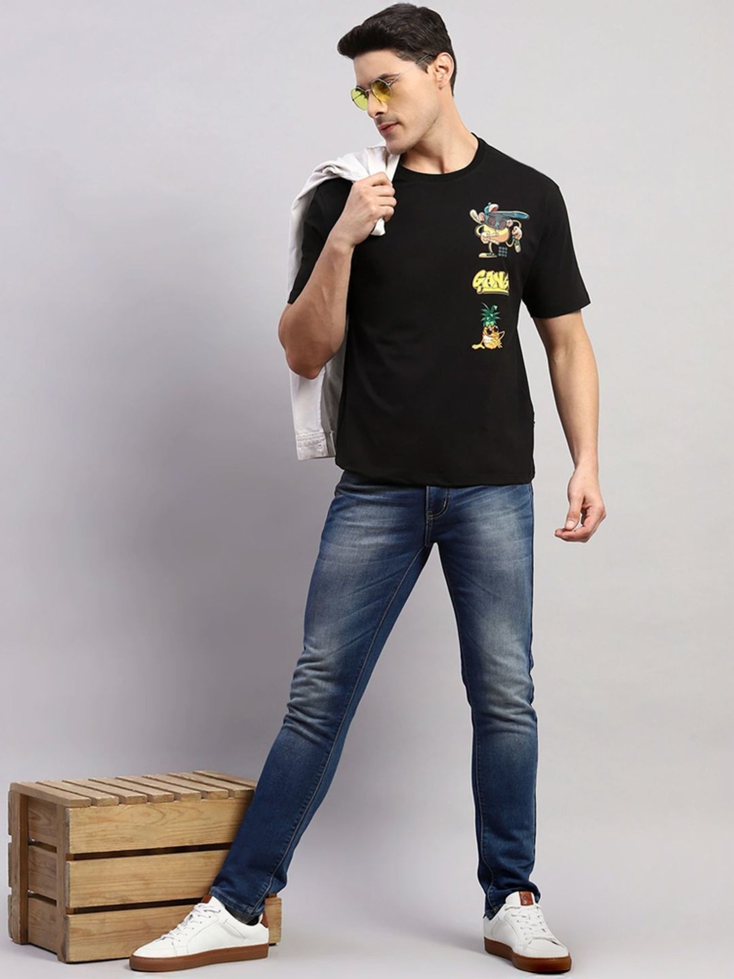 Rock.It Black Regular Fit Printed T-Shirt