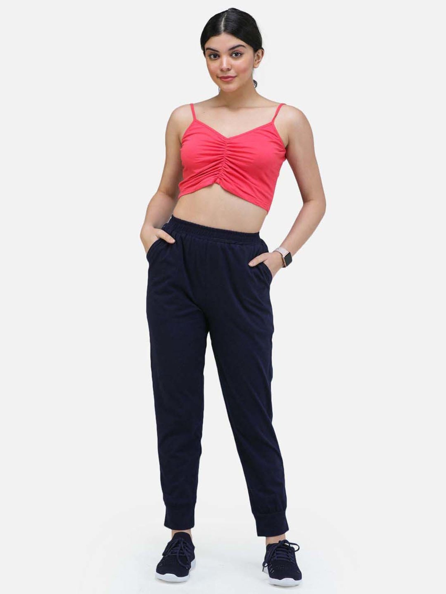 Cation Navy Mid rise Fitted Track Pants