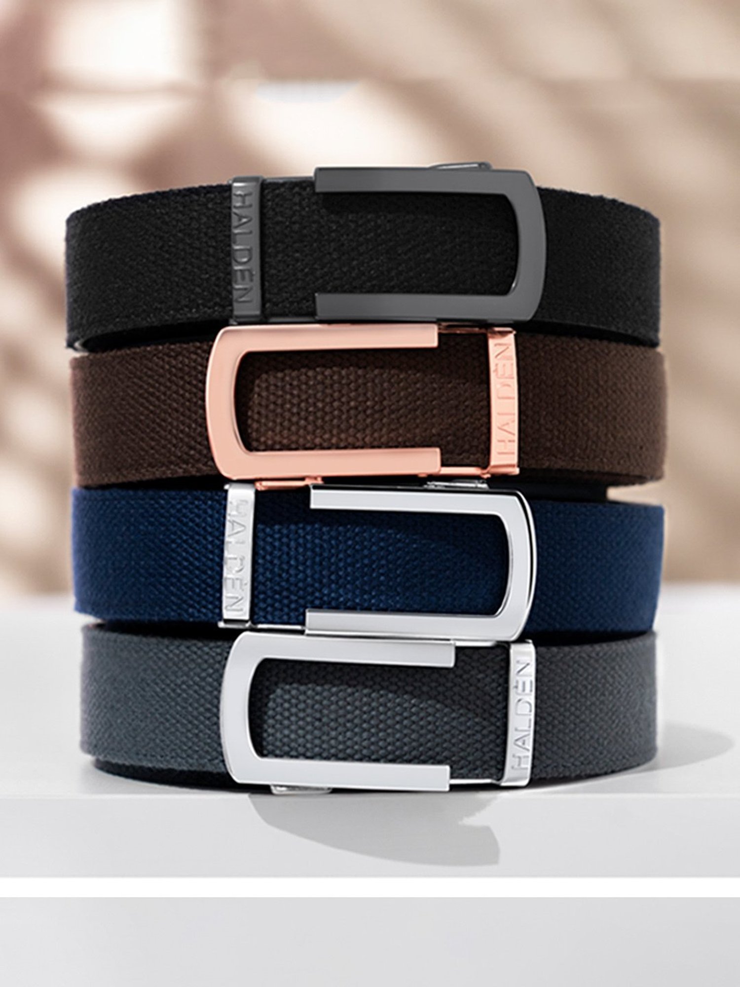 Halden Blue Woven Casual Belt With Classic Black Matt Buckle