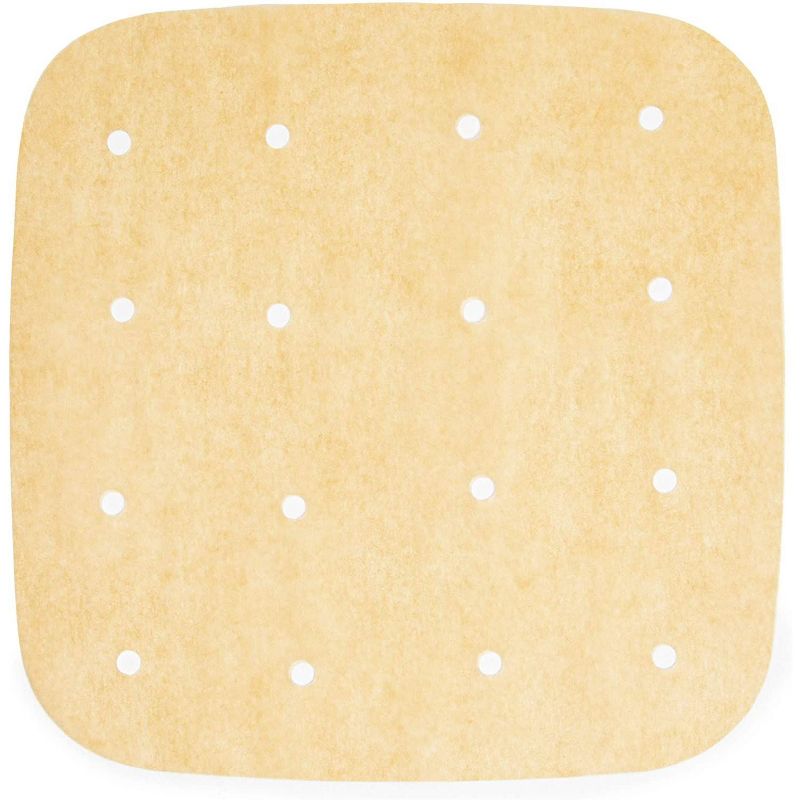 Juvale 200 Pack Square Air Fryer Liners, Unbleached Perforated Parchment Paper, Brown, 7.5"