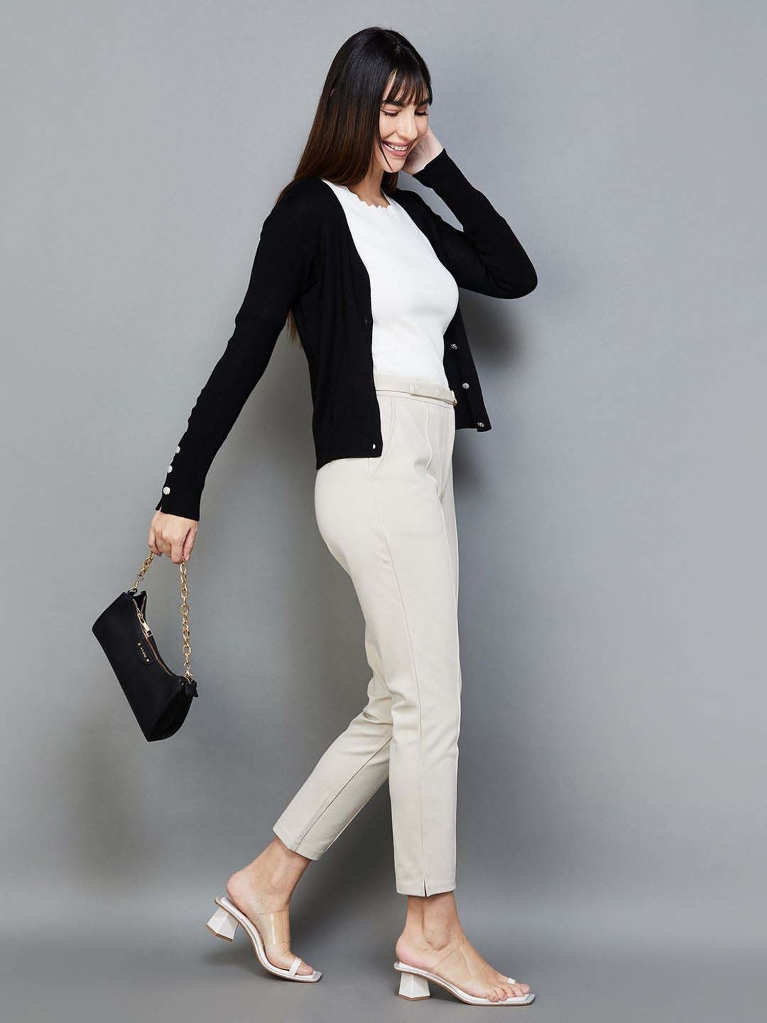 Code by Lifestyle Black Plain Cardigan