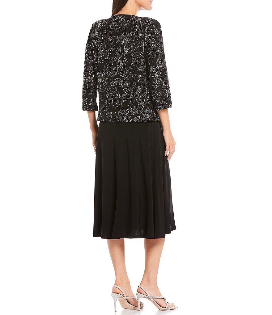 Jessica Howard Glitter Paisley Print Puff Jersey 2-Piece Jacket Dress