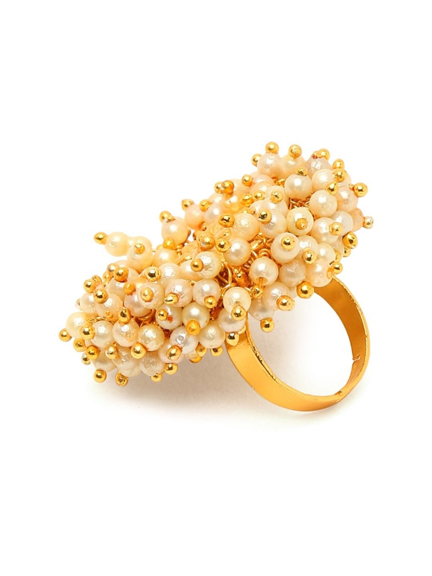 YouBella Stylish Latest Design Gold-Plated White Cocktail Rings