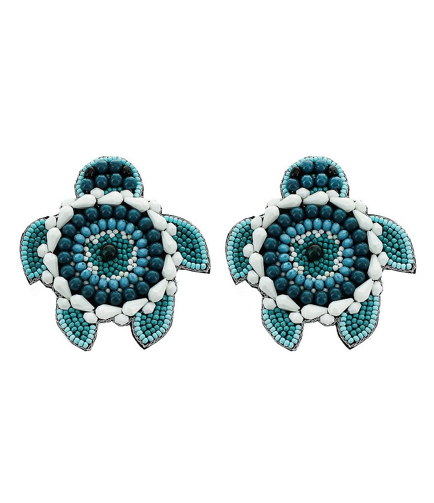 Panacea Seed Bead Turtle Statement Earrings