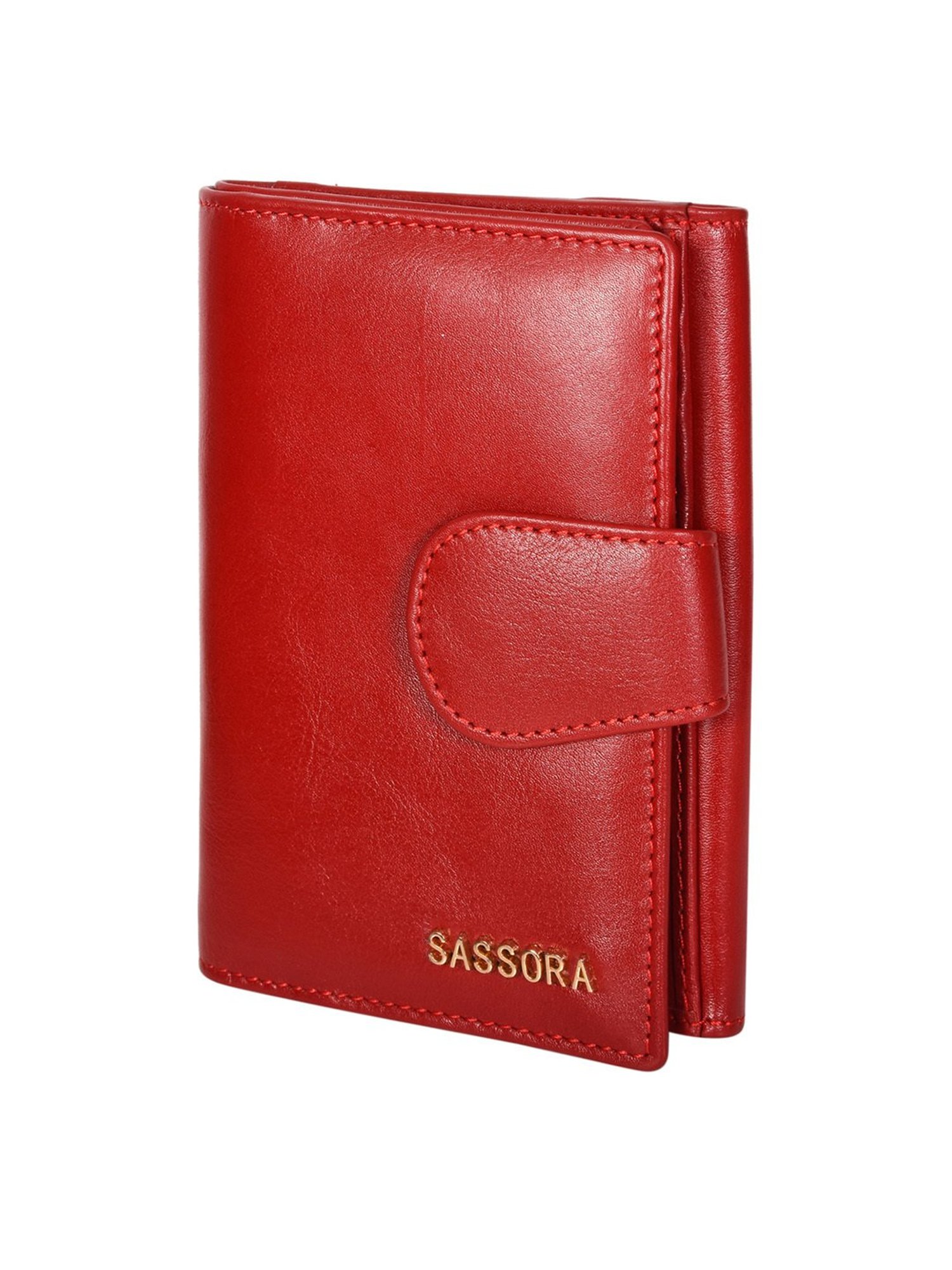 SASSORA Red Solid Rfid Bi-Fold Wallet for Women