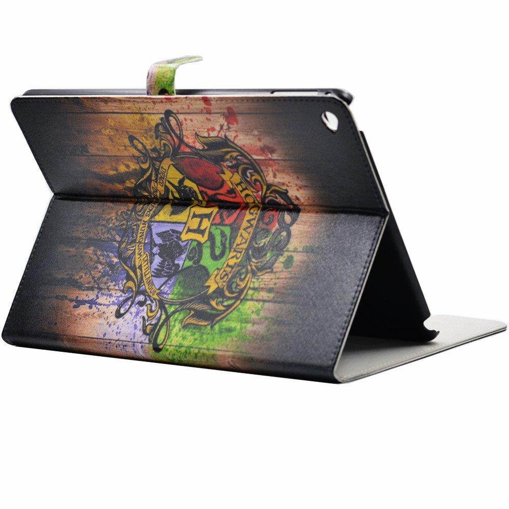 YHB Hogwarts Watercolor Art Pattern Leather Flip Stand Case Cover For Apple ipad Air 2 II (2014 Model)