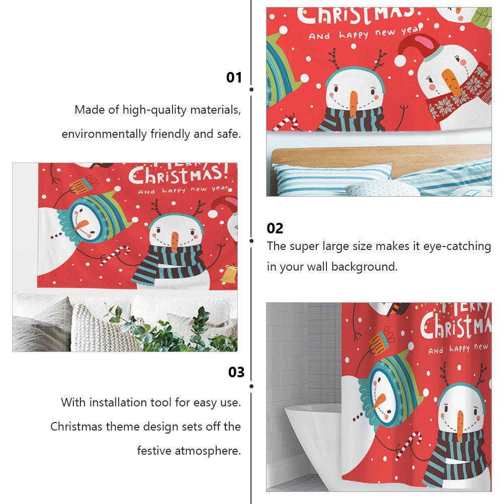 1pc Xmas Wall Tapestry Background Wall Cloth Decorative Hanging Tapestry