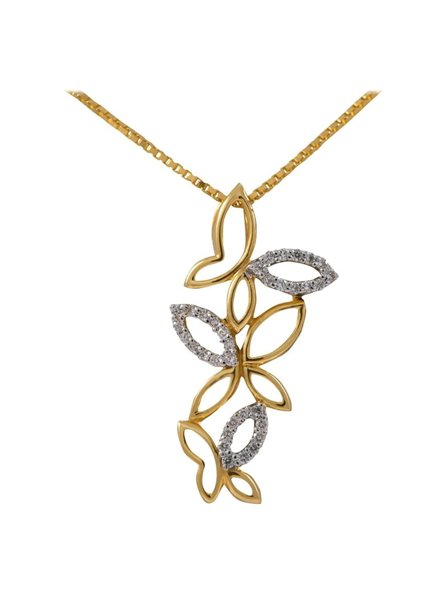 Mia by Tanishq Dual Radiance 18k Gold & Diamond Pendant with Chain