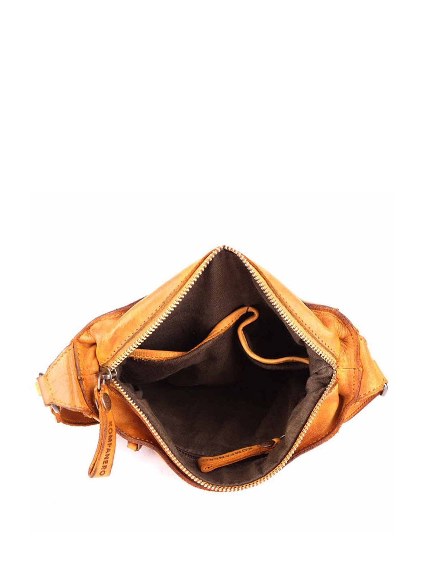 KOMPANERO Rochelle Mustard Leather Textured Sling Handbag