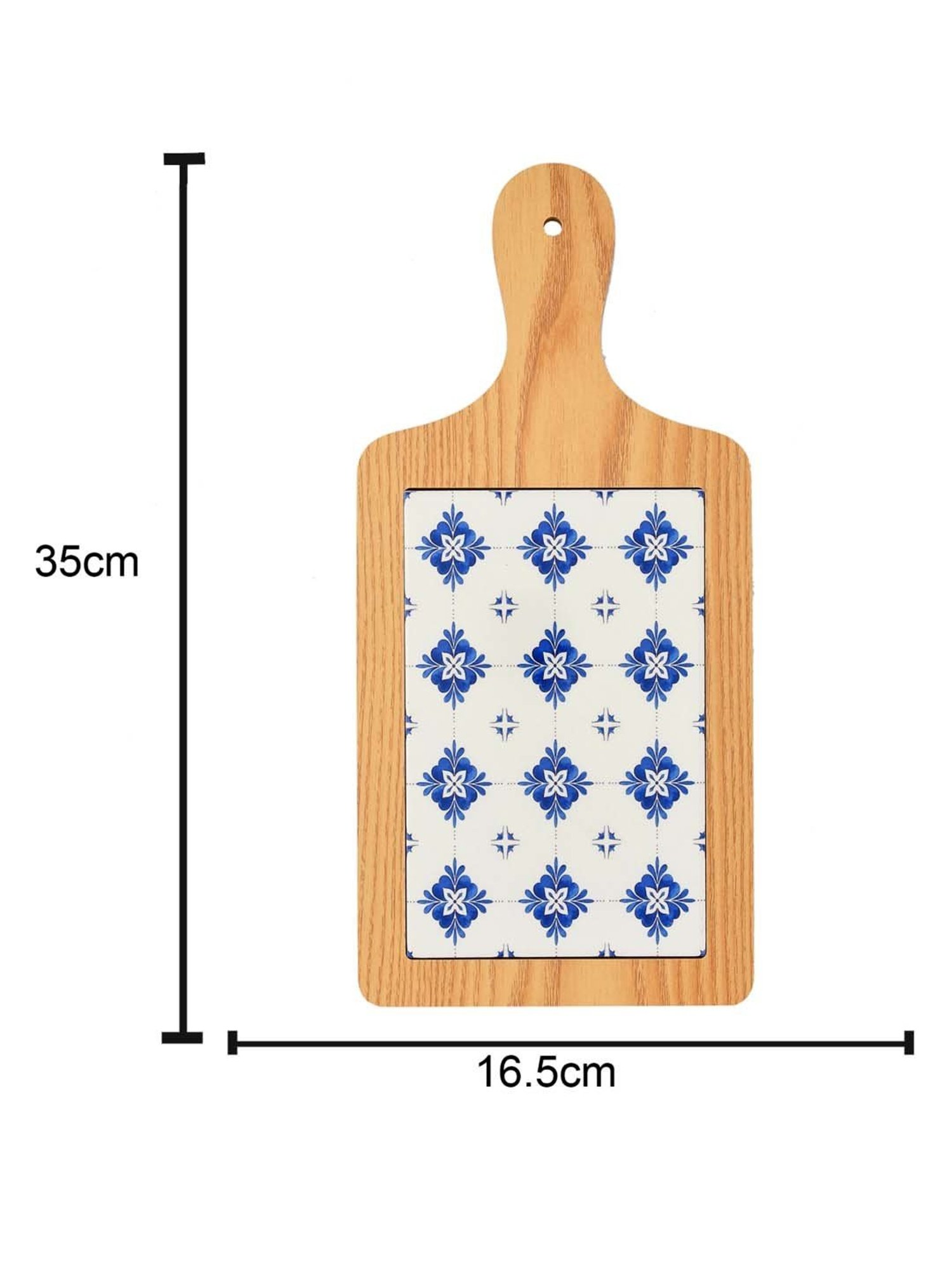 TAYHAA Blue & Brown Ceramic Appetizer Platter With Handle