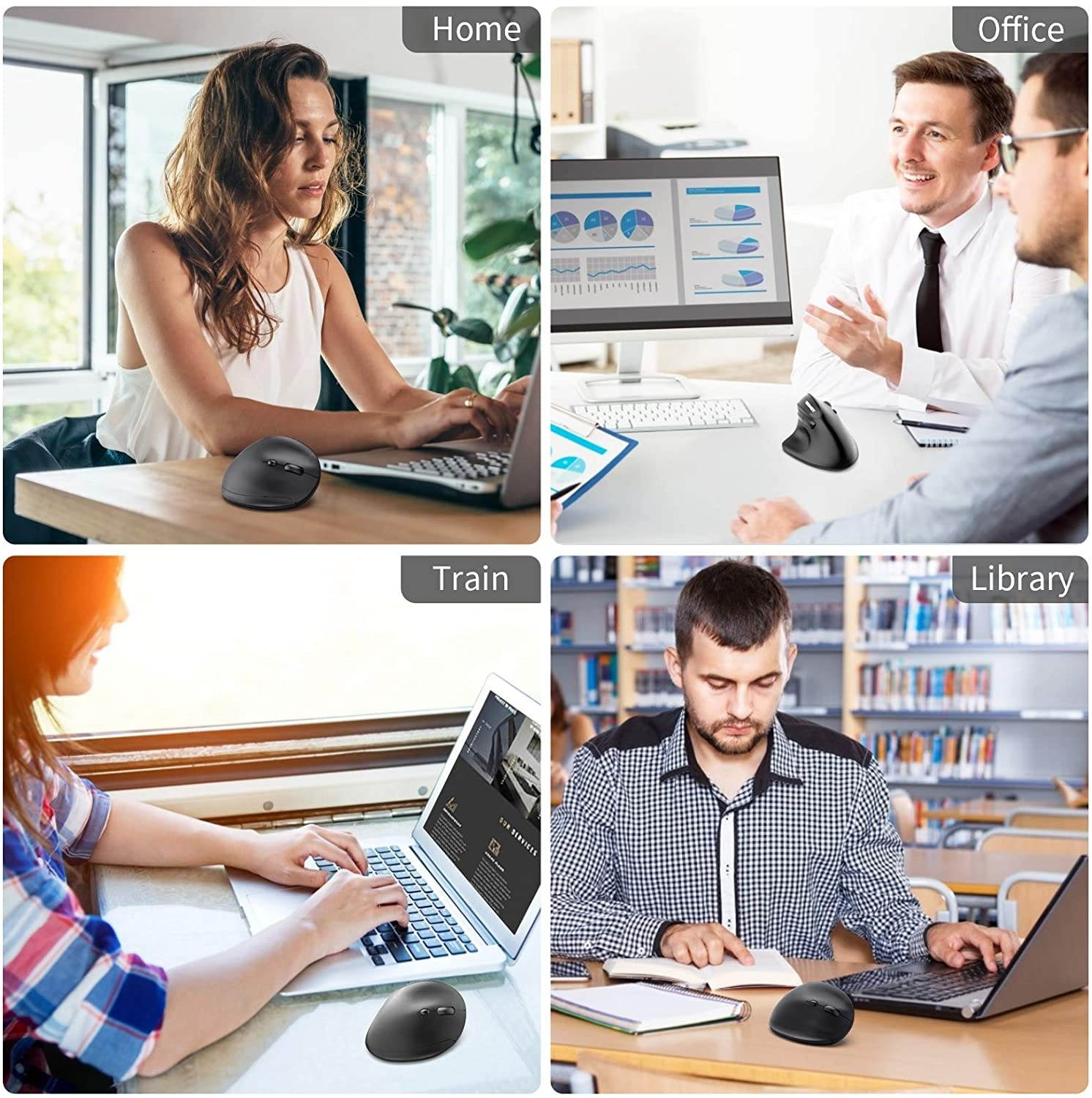 TeckNet 2.4G Rechargeable Wireless Vertical Ergonomic Optical Mouse with USB Nano Receiver, 800 / 1200 /1600 /2000 /2400DPI, 5 Buttons for Laptop, MacBook, PC, Windows, Android, OS System (Black)