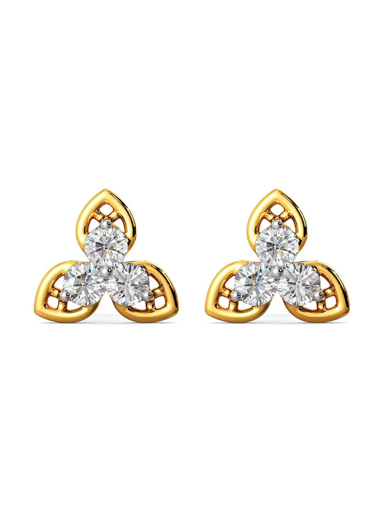 Joyalukkas 18k Yellow Gold & Diamond Stud Earrings for Girls