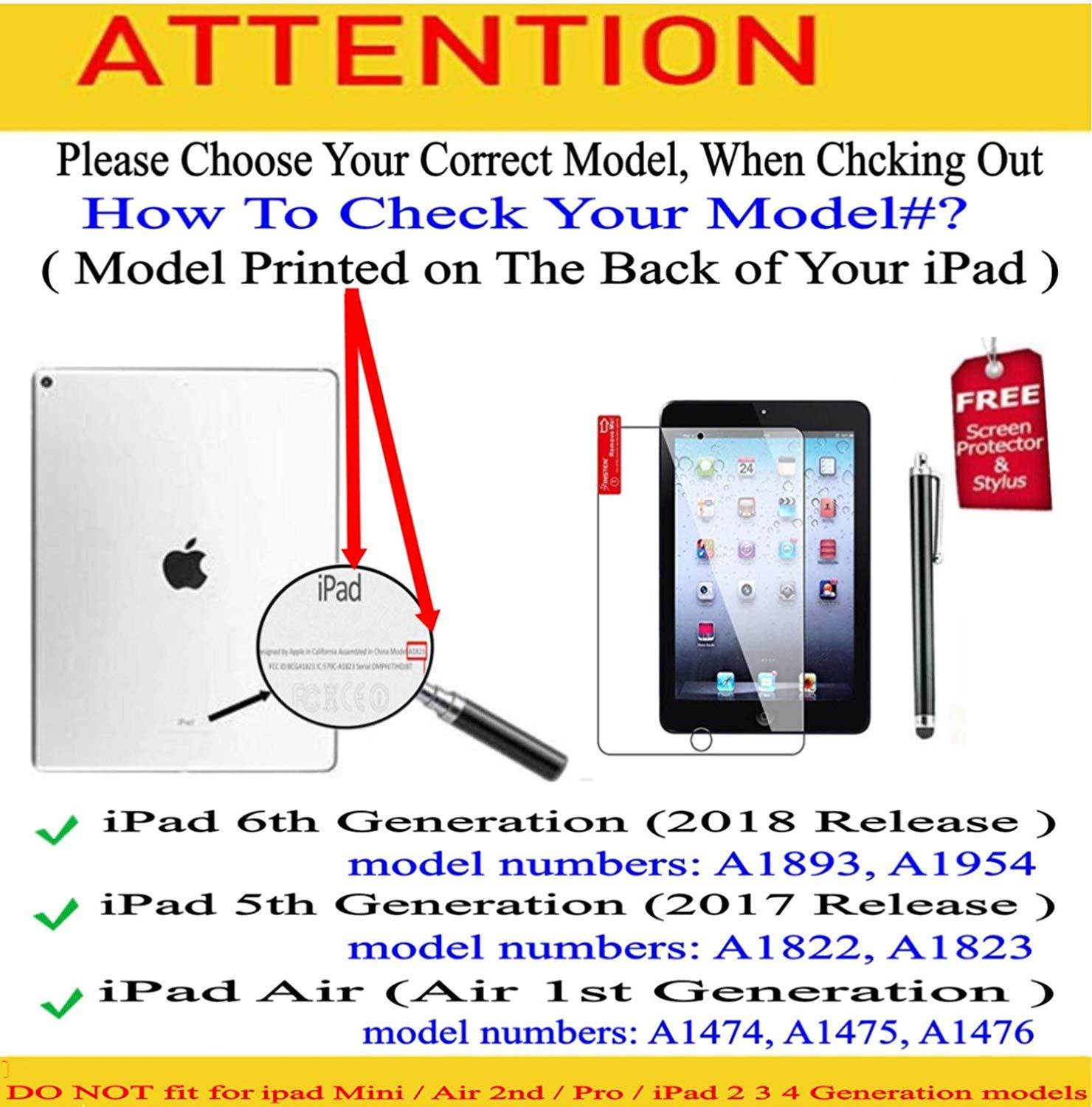 iPad Air 1st Generation case Compatible Models A1474 A1475A1476 MD785LL/A MD876LL/A 360 Rotating Stand with Wake Up/Sleep Function (Black)