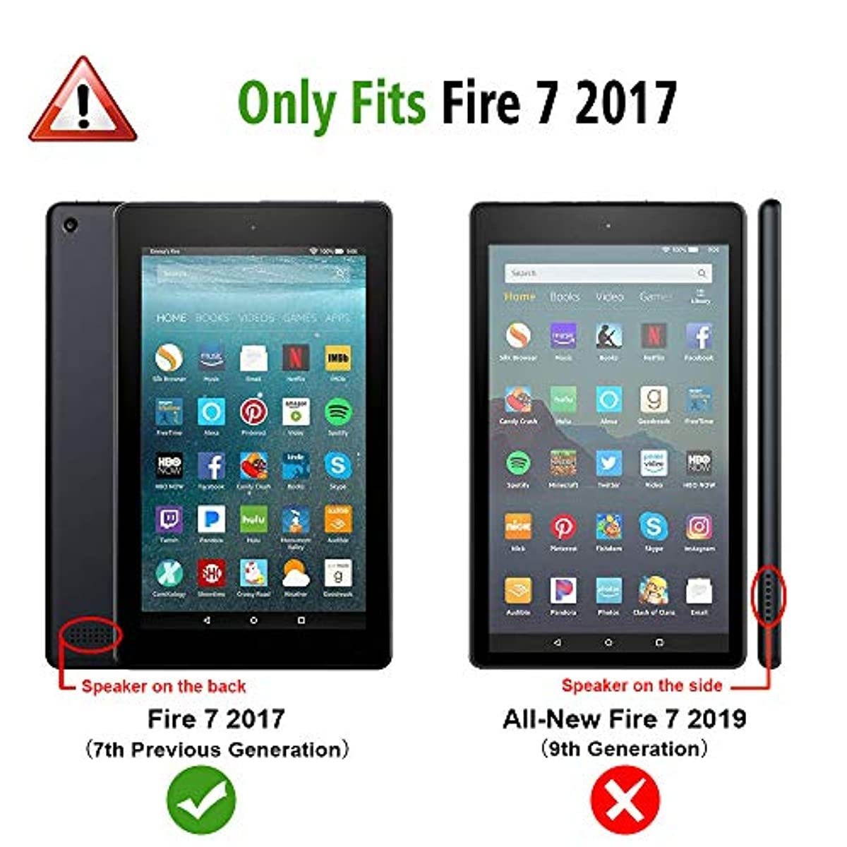 Fintie Folio Case for Amazon Fire 7 Tablet (Previous Generation - 7th, 2017 Release) - Slim Fit PU Leather Standing Protective Cover Auto Wake/Sleep, Compatible with Fire 7 (5th Gen, 2015), Love Tree