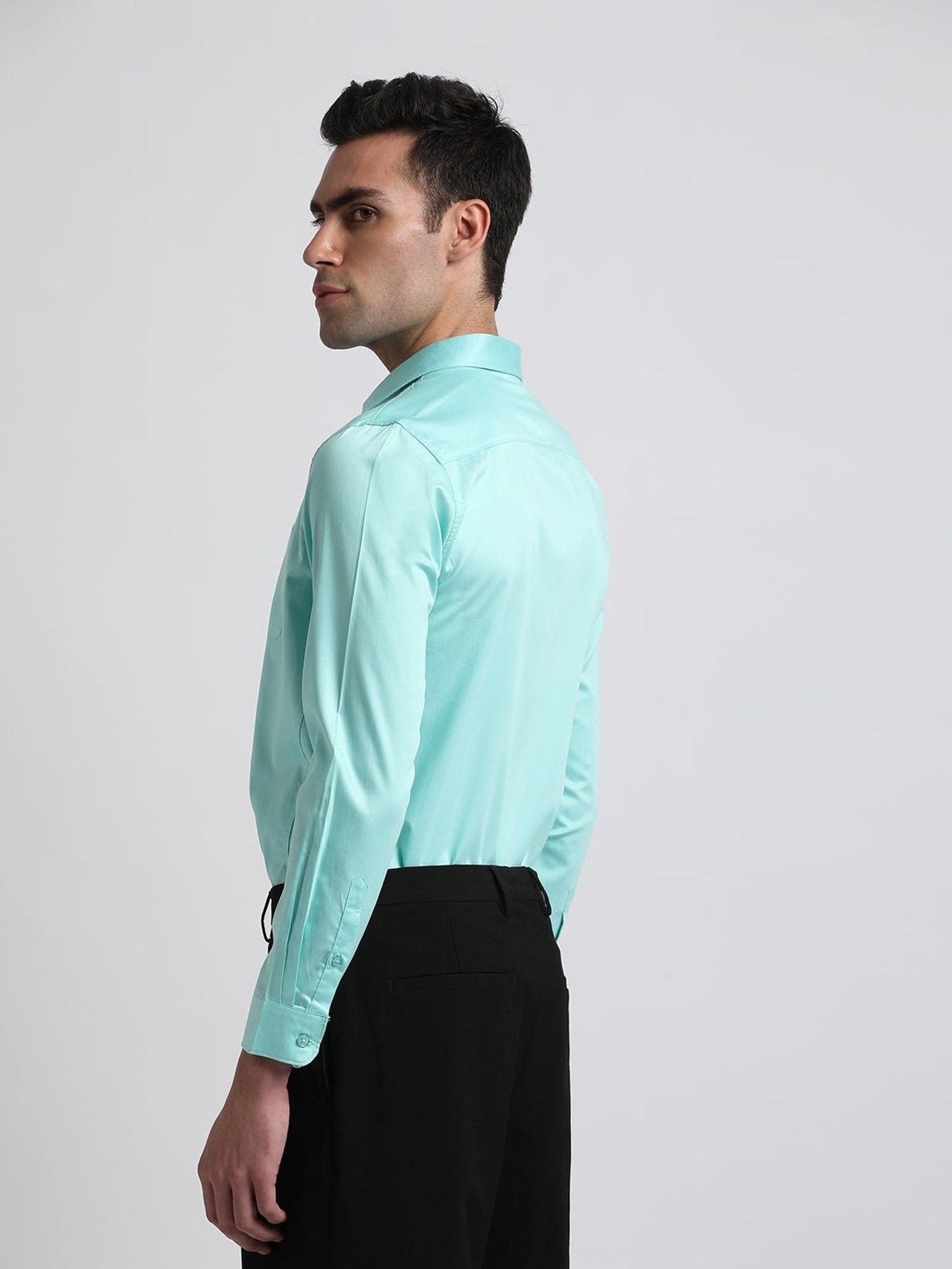 The Bear House Blue Cotton Slim Fit Shirt