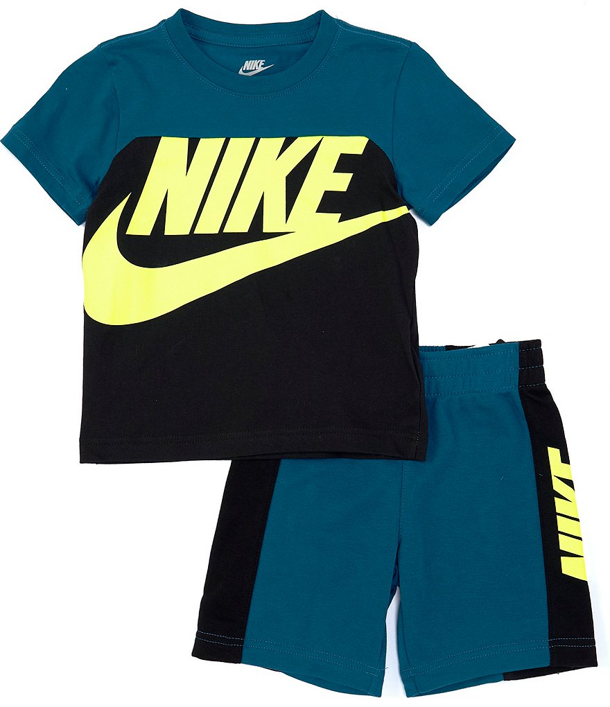 Nike Little Boys 2T-7 Short-Sleeve Amplify Colorblock Tee & Shorts Set