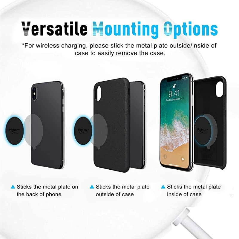 Metal Plate for Phone Magnet, 10 Pack  MagicPlate with 3M Adhesive Replacement for Magnetic Phone Car Mount Holder & Cradle & Stand ( Vent / CD / Windshield / Dashboard ) - Rectangle and Round