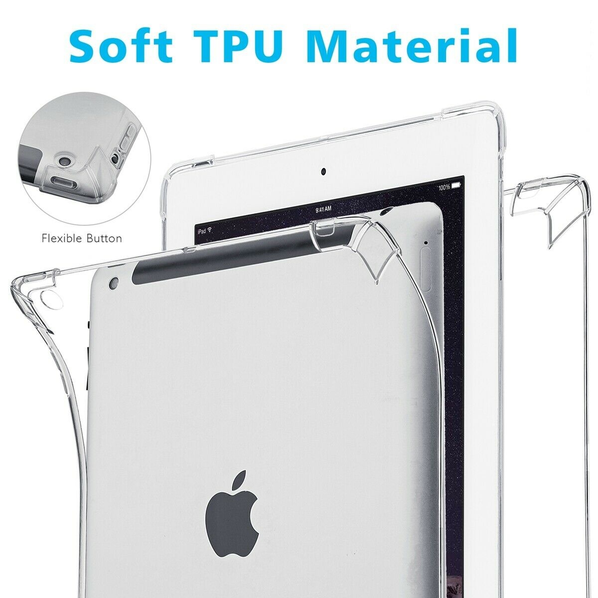 For Apple iPad Pro 11inch TPU (2018) Clear Soft Case Back Skin + 3x Screen Cover