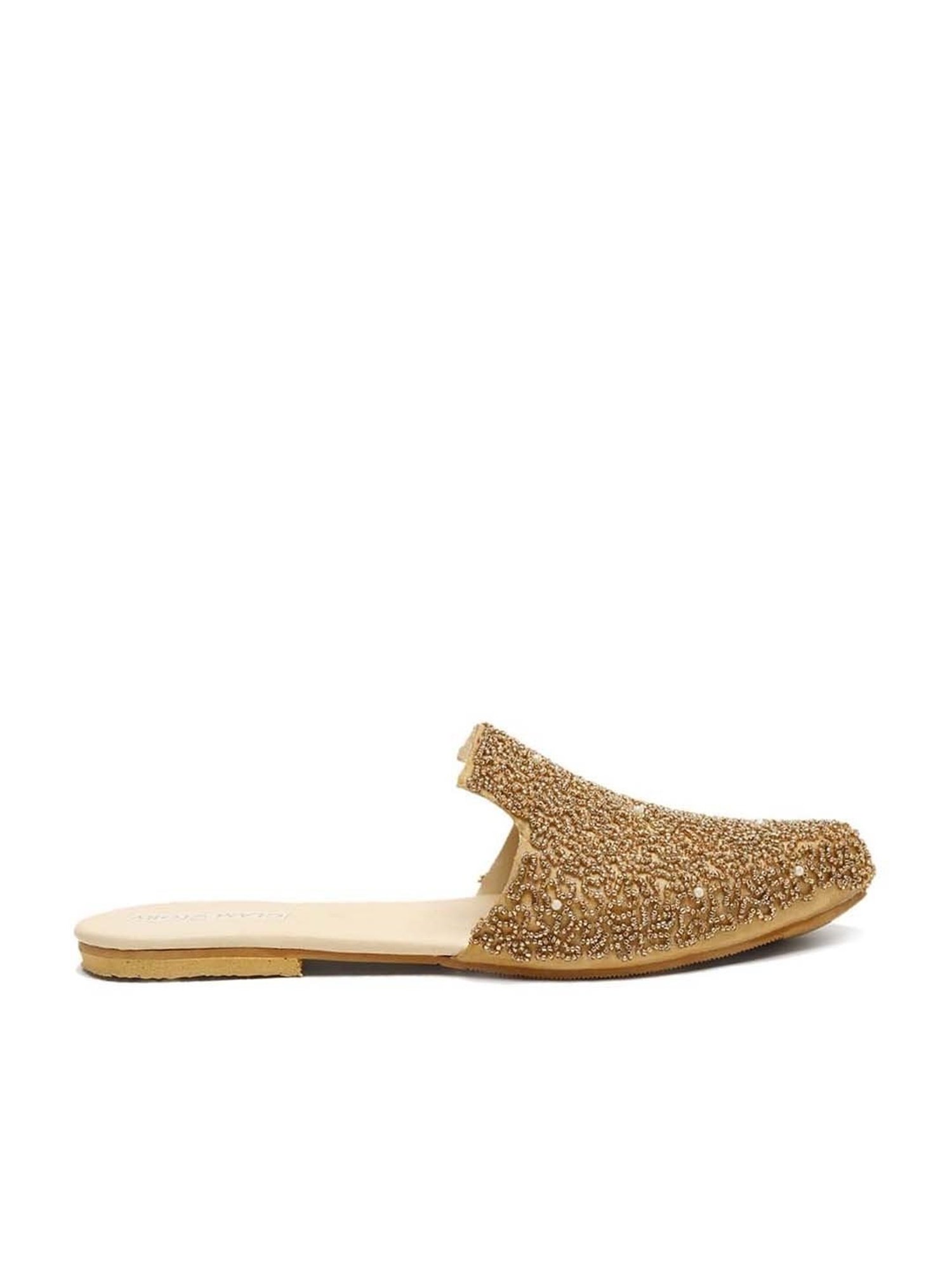 Glam Story Women's Gold Mule Shoes