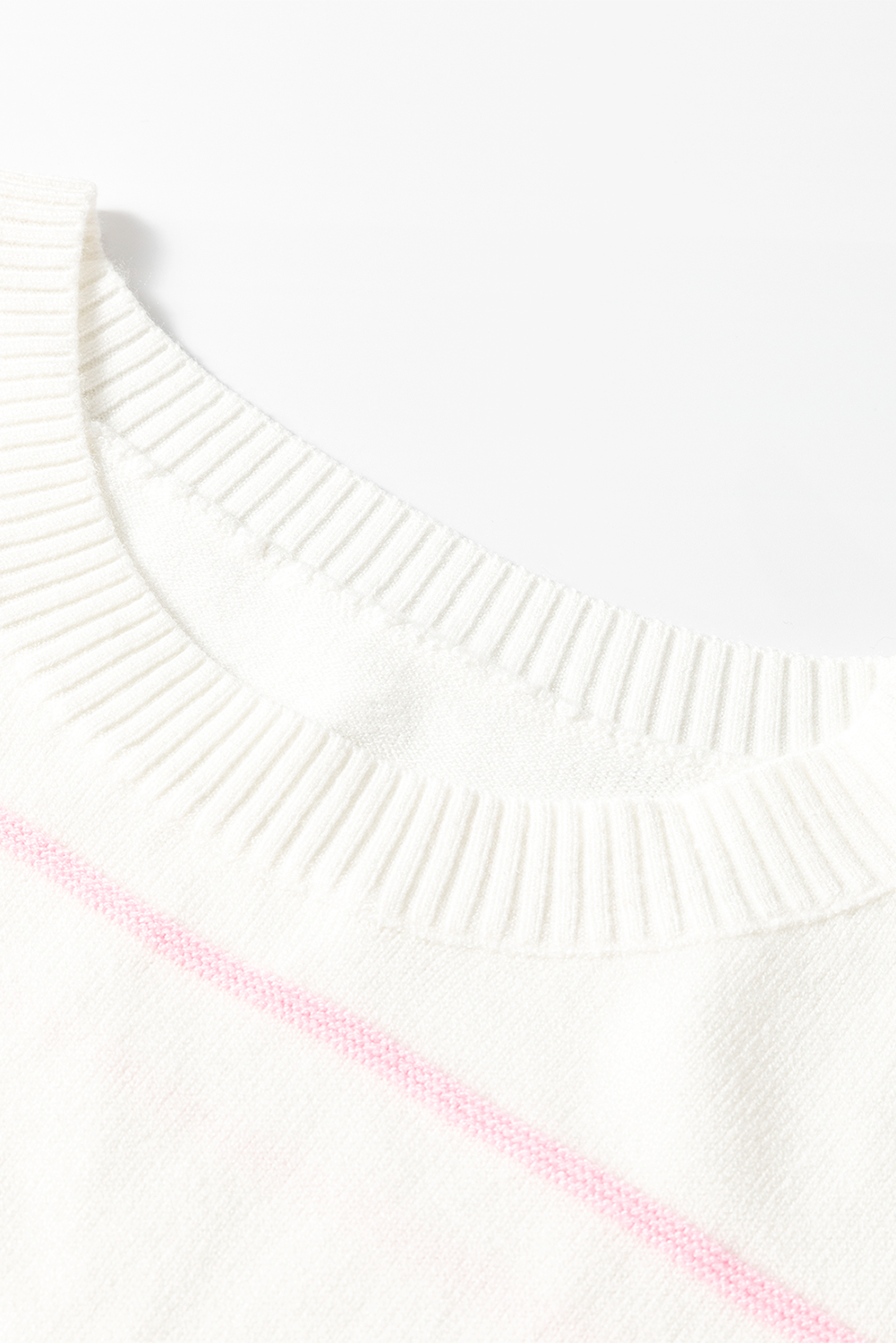 Light Blue Checkered Color Block Crew Neck Short Sleeve Sweater