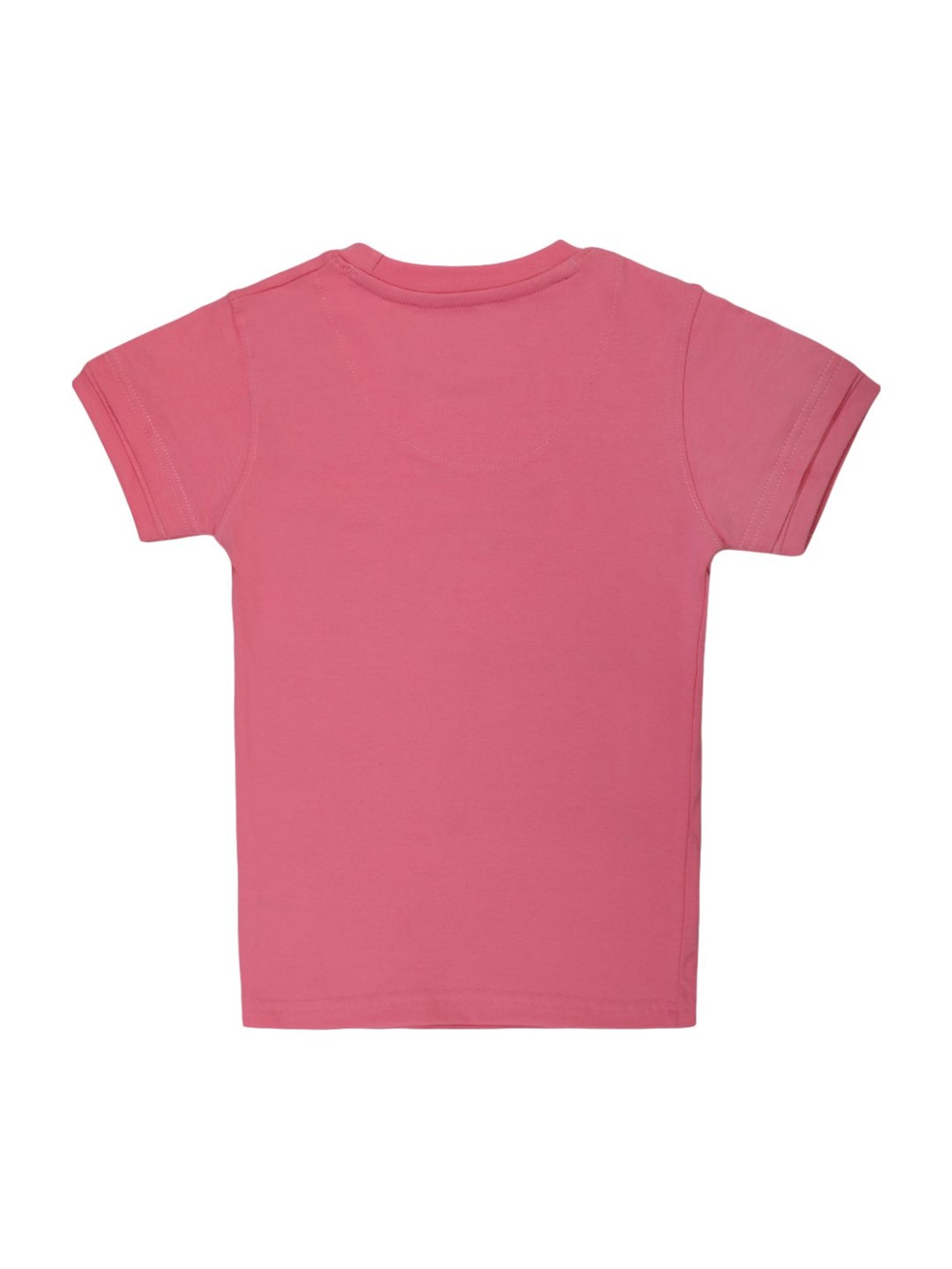 Li'l Tomatoes Kids Pink Cotton Printed T-Shirt & Mask