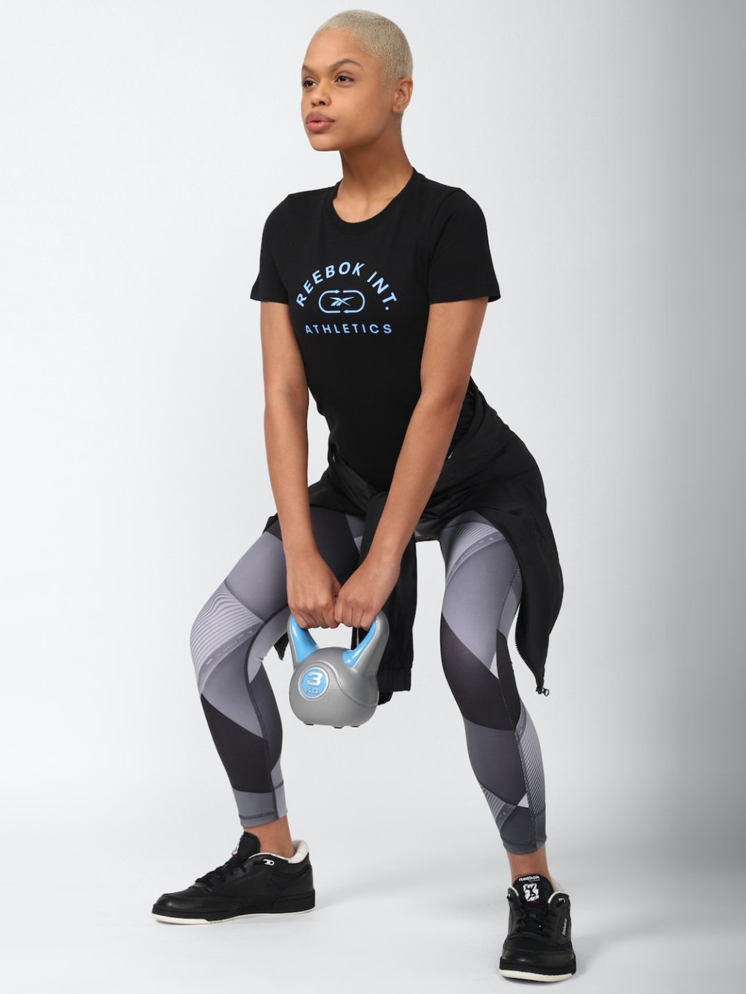 Reebok Black Cotton Printed Sports T-Shirt