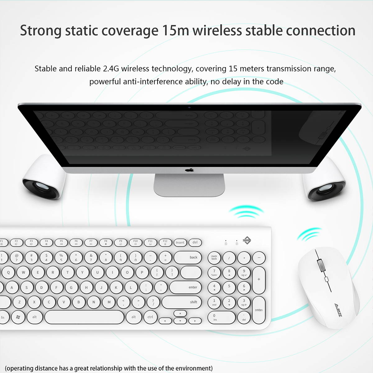 UrChoiceLtd&reg; Keyboard Mouse Combo Ajazz 352i Wireless Retro Punk Design Ultra Slim Silent Mute Usb Multimedia Ergonomic Metal Keyboard Mouse Sets Optical 1600DPI 4 Buttons