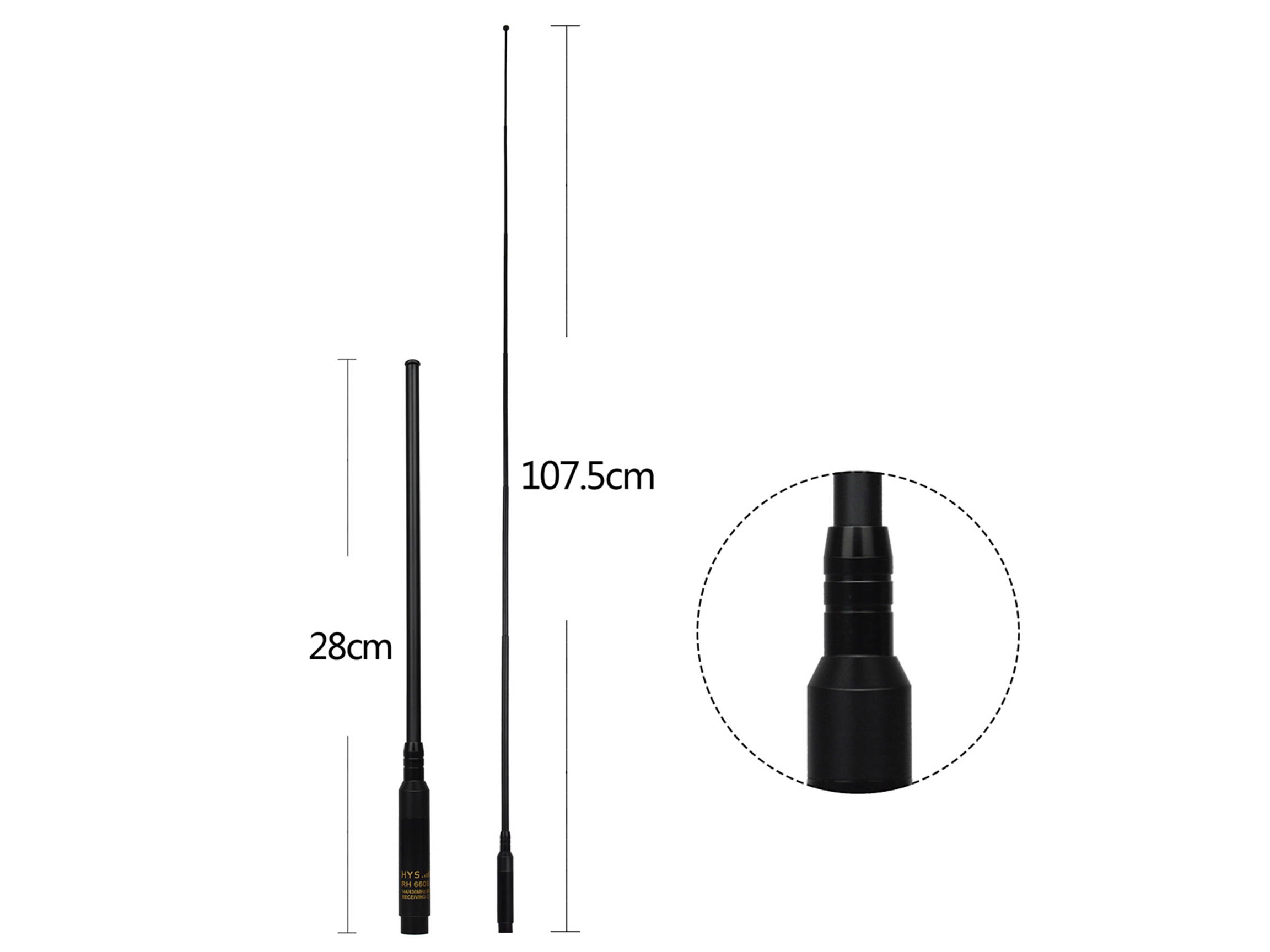 Dual Band VHF UHF Ham Radio Telescopic Antenna SMA Male 42&rsquo;&rsquo; Retractable for Walkie Talkie YAESU/Vertex VX-3R VX-132 WOUNXUN KG-UV8D TYT BaoFeng Icom