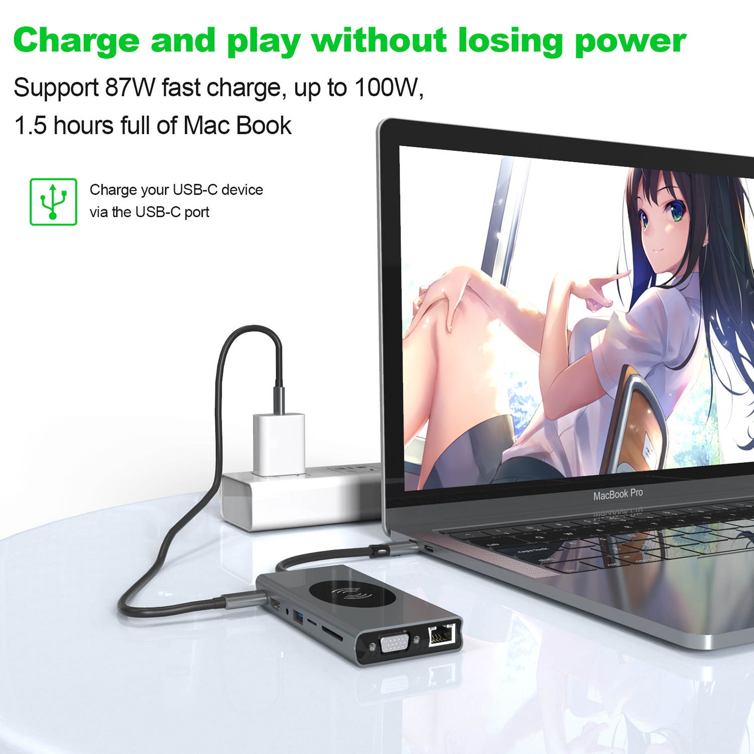TYPE-C Notebook USB HUB Docking Station 15-in-1 HDMI Network Card Converter Mobile Phone Computer Docking Station with wireless charger