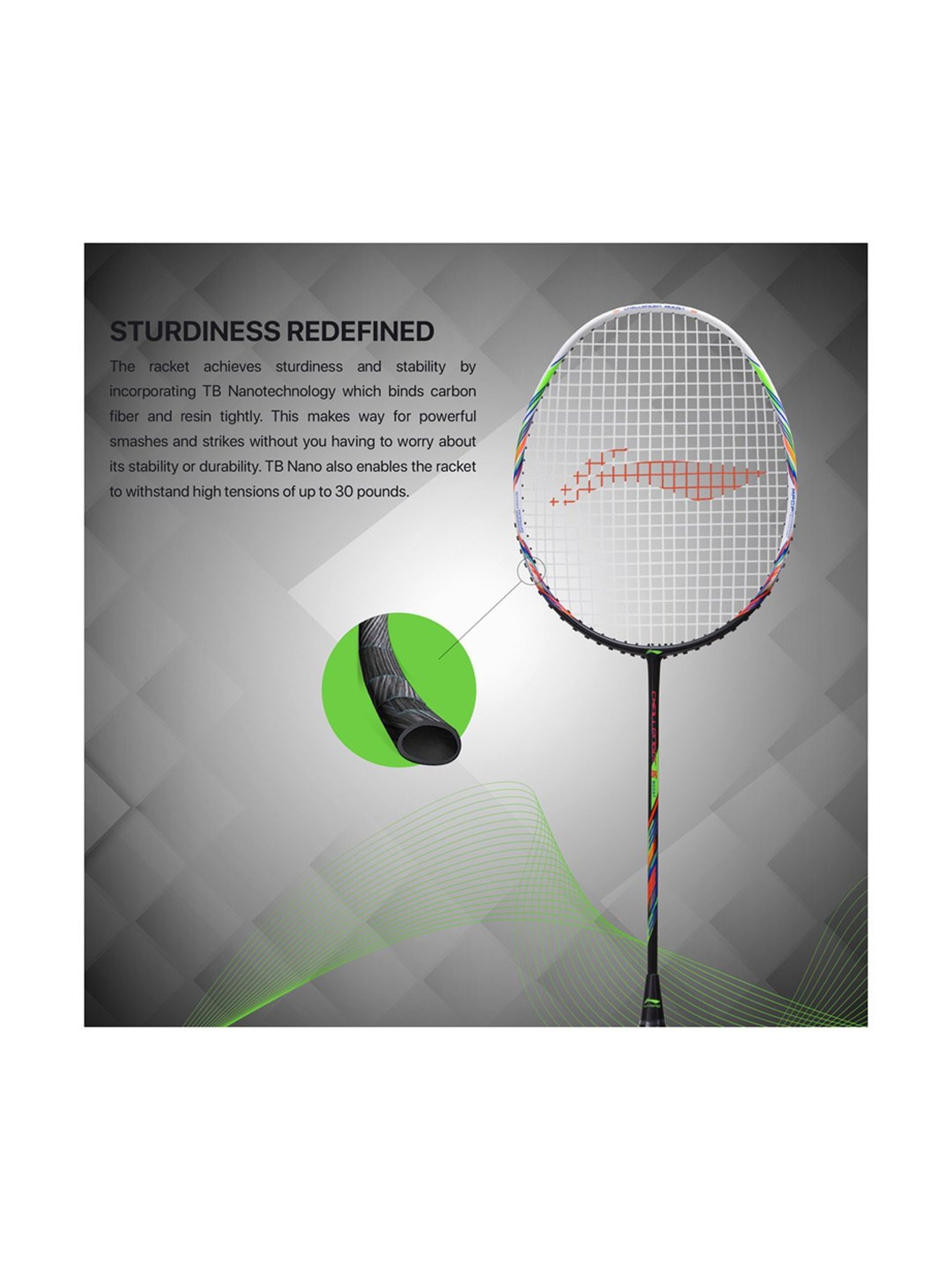 Li-Ning Challenger Boost Badminton Racket (White) Size - Medium