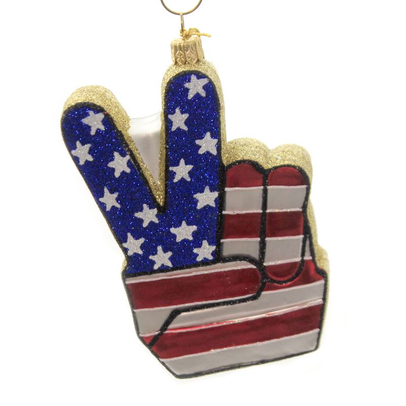 Holiday Ornaments 4.25" Patriotic Peace Sign American Flag Stars And Stripes  -  Tree Ornaments