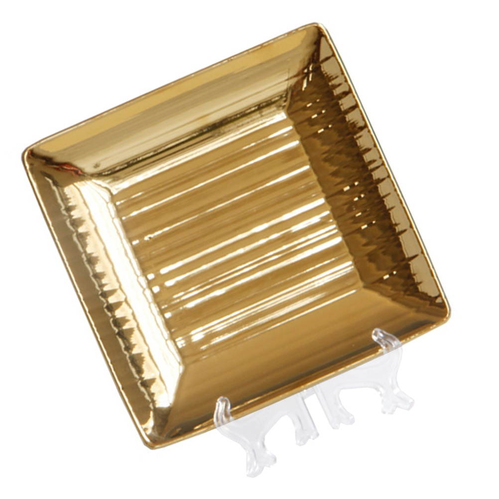 999666Newegg-reoetmall-US1PC Exquisite Desktop Decorative Plate Chic Square Decorative Plate Fashion Square Shape Decor Plate Square Cosmetic Decoration Plate for Home Store Hotel