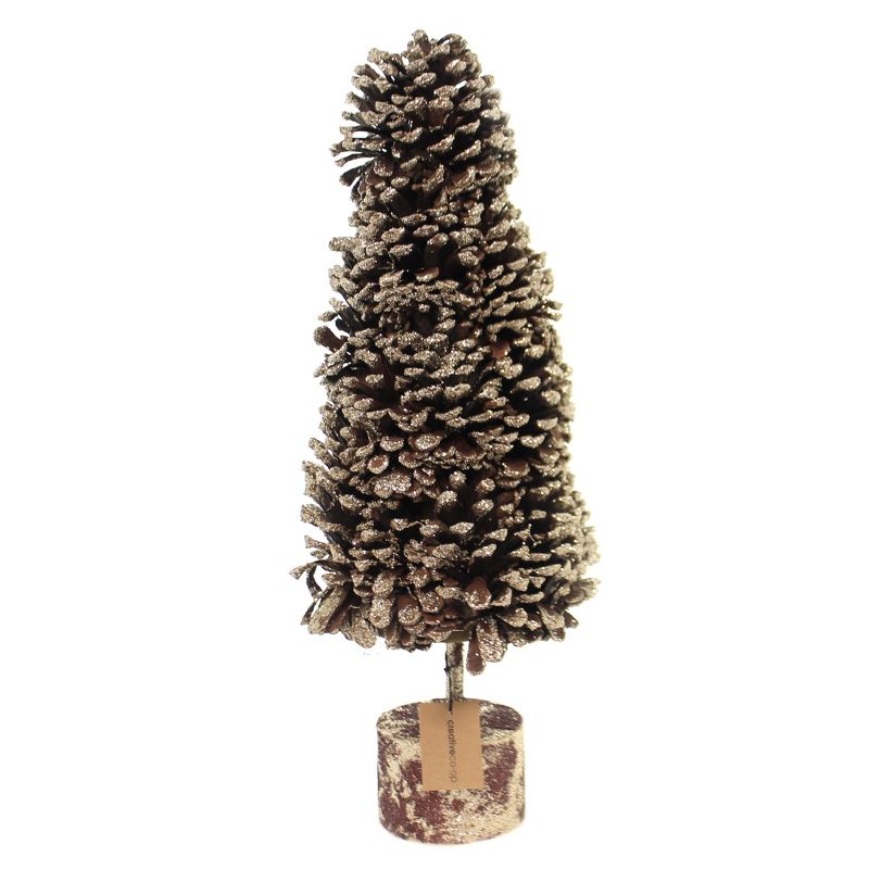 Christmas 18.0" Gold Glitter Pinecone Tree Festive Holiday  -  Decorative Figurines