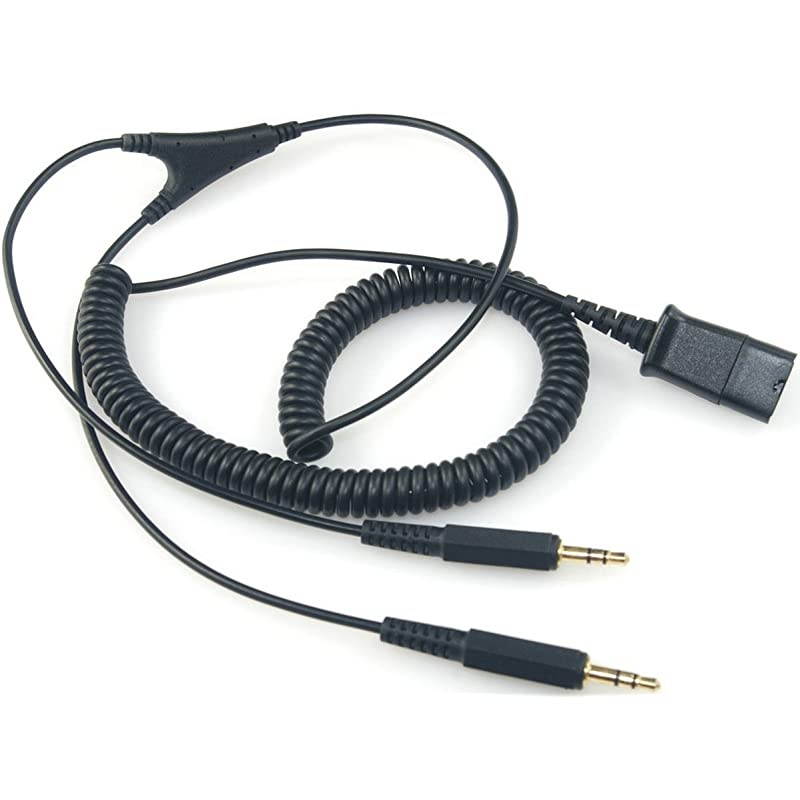 GoldPlated Headset QD to 35mm Quick Disconnect Cable for Plantronics and  HeadsetsDual 35mm Plug into Sound Card on PC Computer