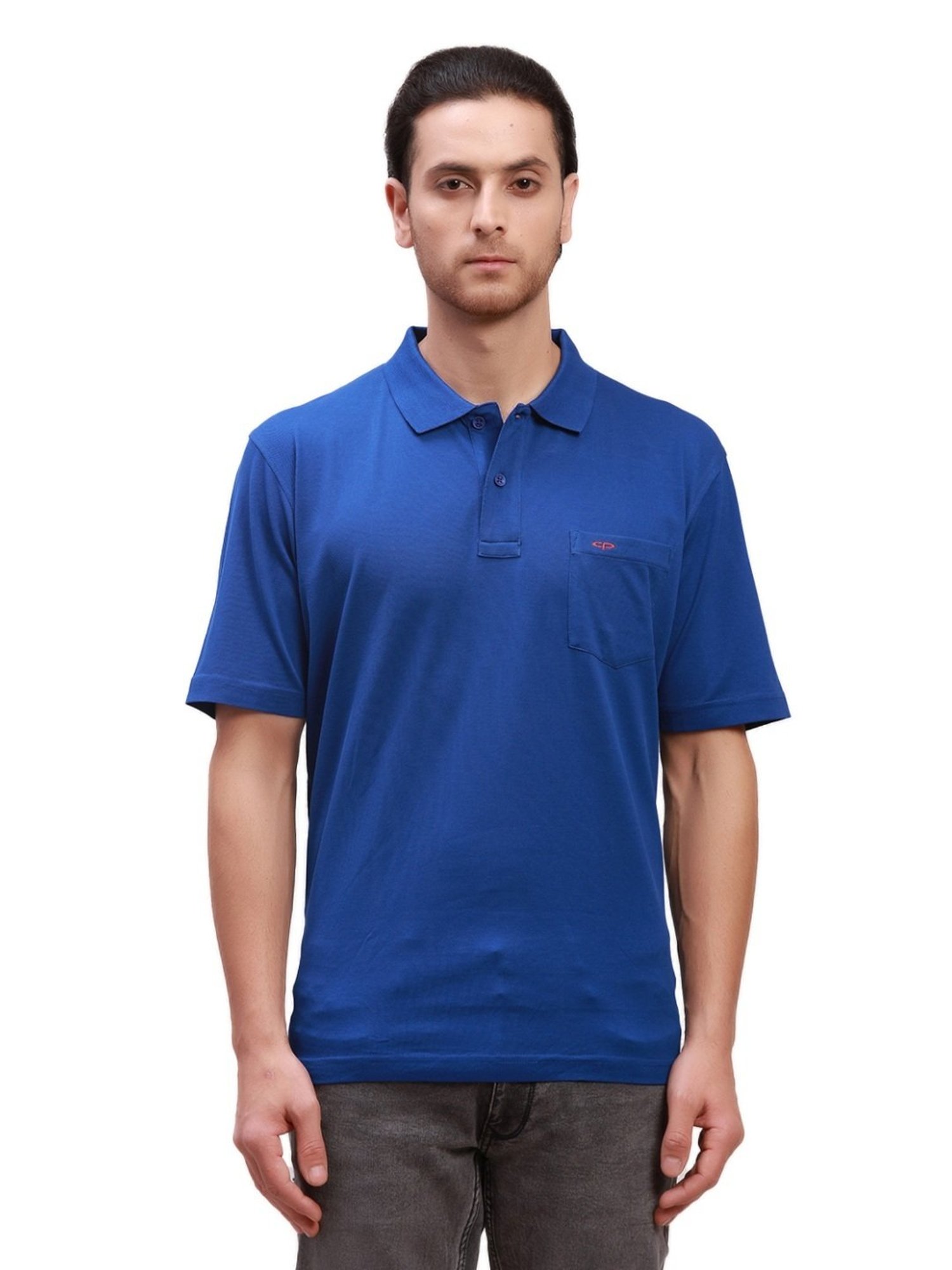 ColorPlus Blue Cotton Classic Fit Polo T-Shirt
